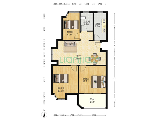 金浦御龙湾B区 3室1厅1卫 99平方