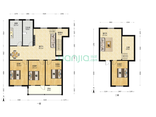 幸福小区 4室2厅1卫 158平方