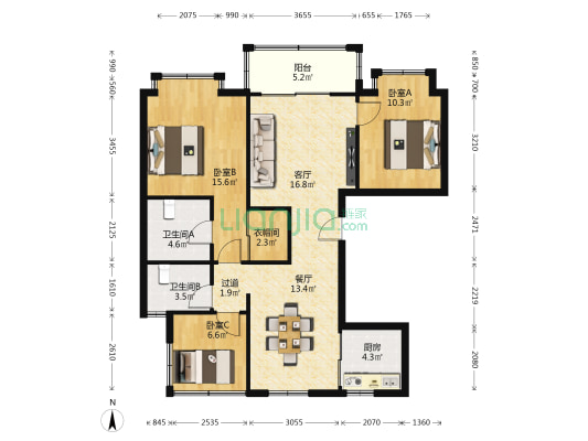 仁恒桃园世纪和园 3室2厅2卫 110平方