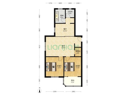 凤阳五村 2室2厅1卫 87平方