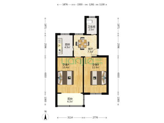 扬子八村 2室1厅1卫 55平方
