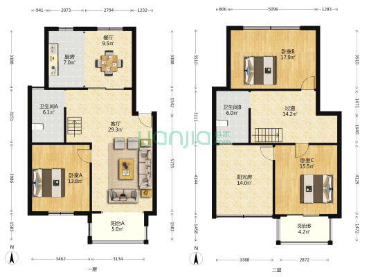 青莲花园西苑 3室2厅2卫 130平方