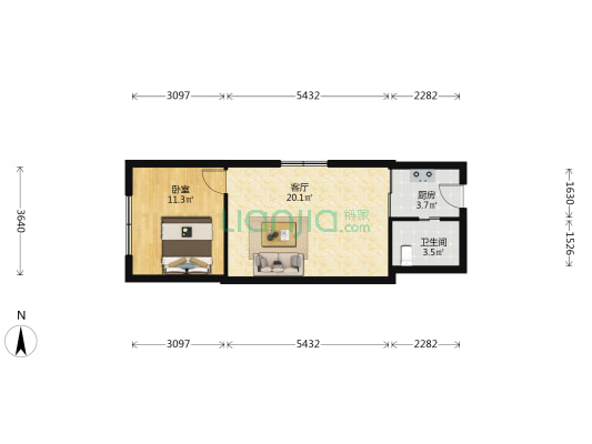 时代晶华 1室1厅1卫 52平方