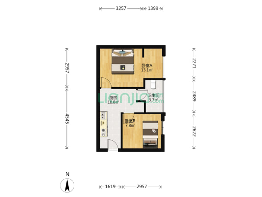胥江一号公寓 2室0厅1卫 65平方