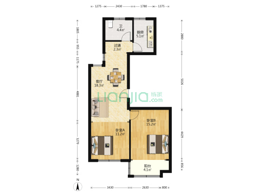 南苑六村 2室1厅1卫 90平方
