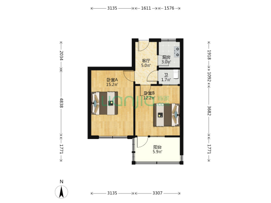 石岗工商行 2室1厅1卫 52平方