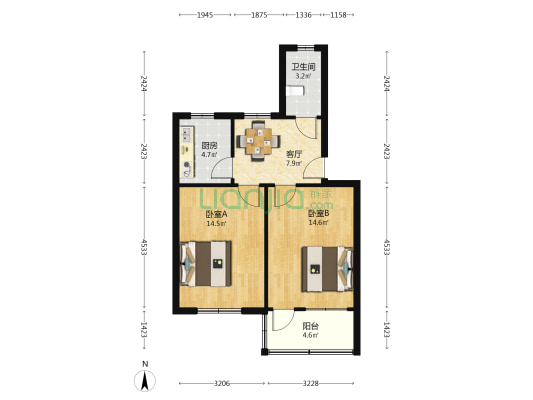 益健路2-6号 2室1厅1卫 63平方