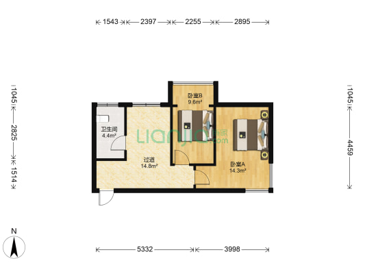 天堃一品国际 2室0厅1卫 67平方
