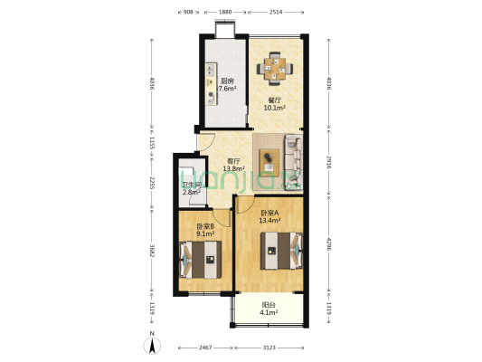武汉铁路大东门住宅小区 2室2厅1卫 73平方