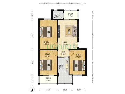 宁东林业局小区 3室1厅1卫 79平方