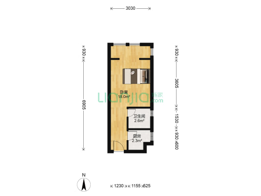 优活公寓 1室0厅1卫 34平方
