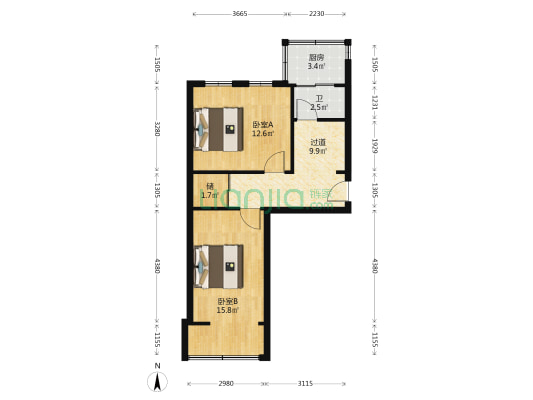 建国东路25号院 2室0厅1卫 55平方