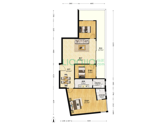 松景苑小区 3室2厅2卫 109平方