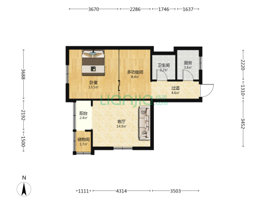 邯郸市国税局家属院 2室1厅1卫 57平方