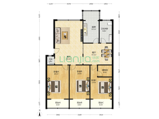 计生委家属楼 3室2厅2卫 157平方
