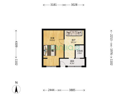 华美小区 1室1厅1卫 37平方
