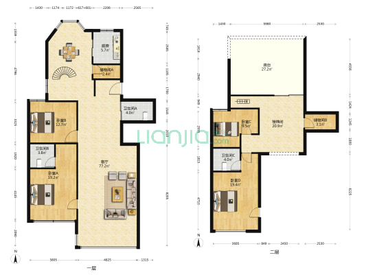 阳光景园 4室1厅3卫 208平方