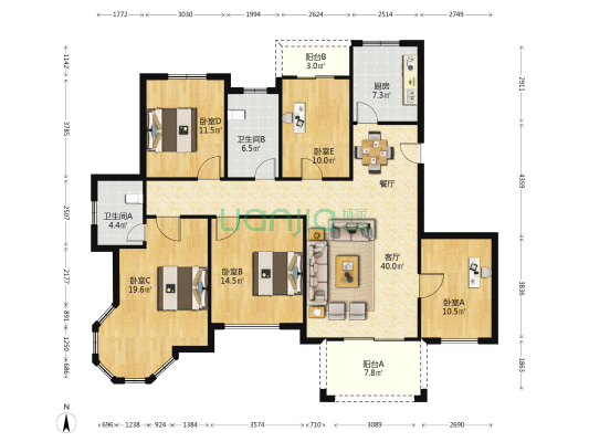 金山豪庭 5室1厅2卫 162平方