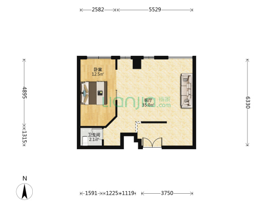 金海楼 1室1厅1卫 67平方