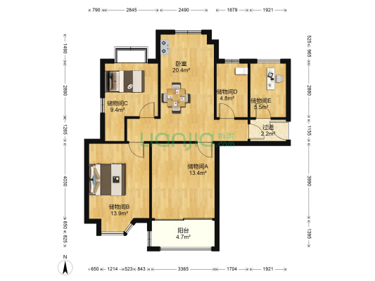 诚河新旅城三区 1室0厅0卫 95平方