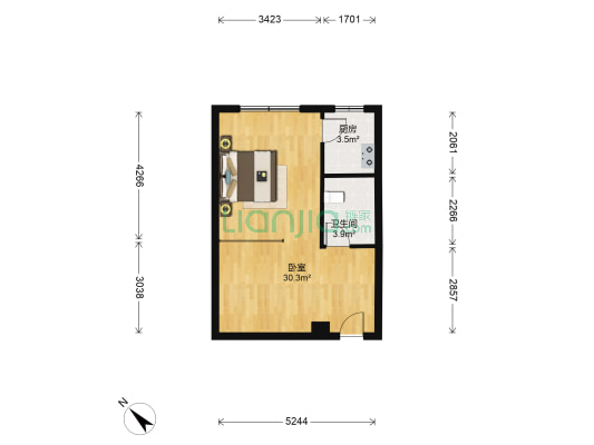 幸福丽景 1室0厅1卫 53平方