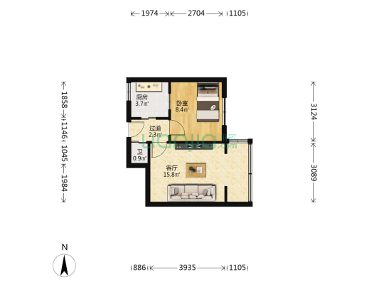 立德巷 1室1厅1卫 37平方