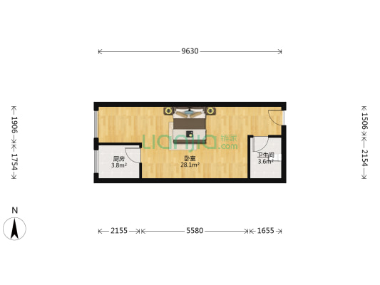 弘德缘 一居室 好楼层 配 合贷款-户型图