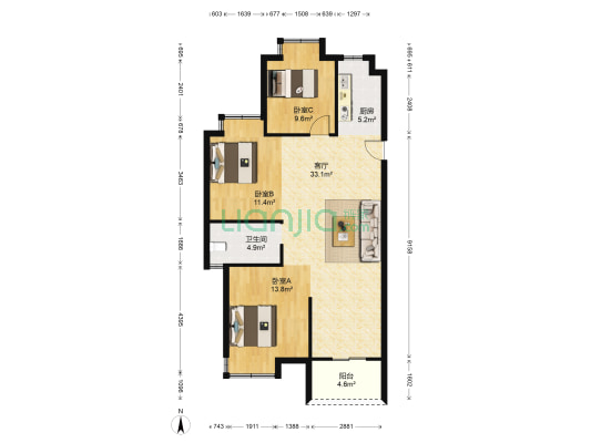 怡和园幸福里 3室1厅1卫 110平方