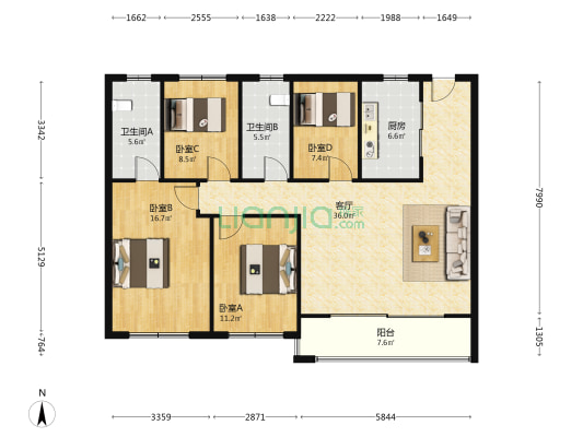 中建·熙江岳 4室1厅2卫 123平方