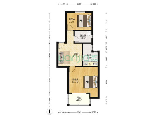 新市家园 2室1厅1卫 57平方