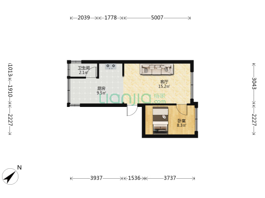 铁运巷 1室1厅1卫 41平方