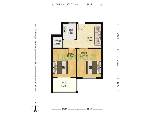龙城小区 2室1厅1卫 56平方