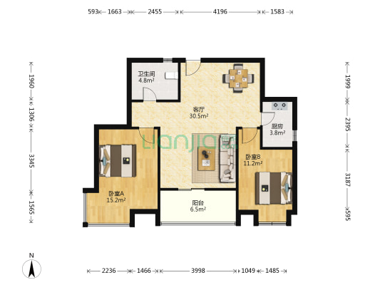 九龙城龙栖尚都 2室1厅1卫 89平方