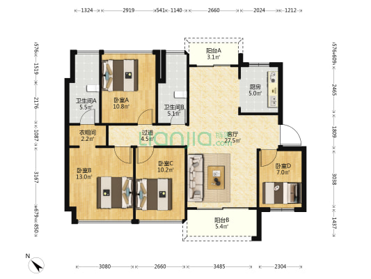 禹洲·朗廷湾 4室1厅2卫 125平方