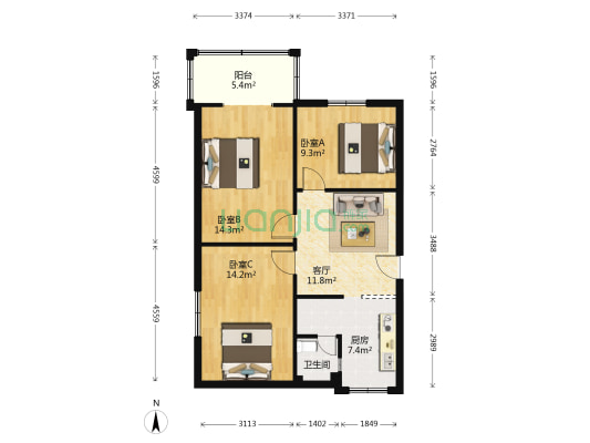 营和街66号 3室1厅1卫 81平方