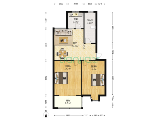 淮浦小区 2室1厅1卫 84平方