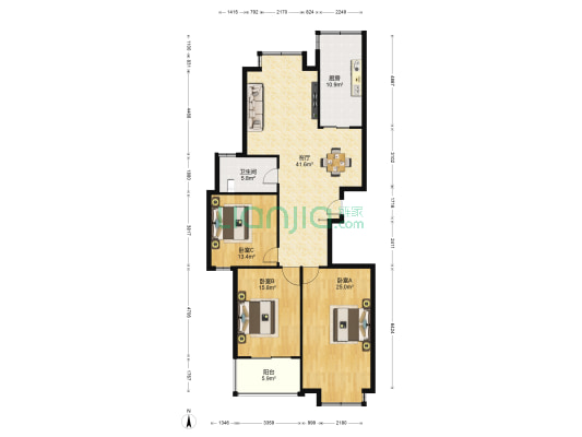 明天广场 3室1厅1卫 150平方