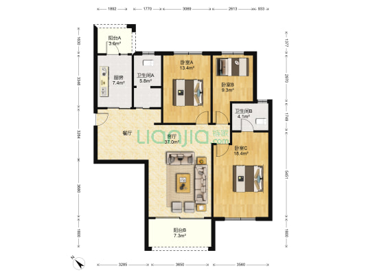碧桂园凤凰城·凤仪苑 3室1厅2卫 137平方