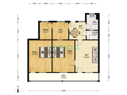 黄海路24号 3室2厅1卫 103平方