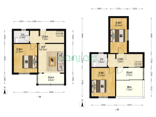 亭桥公寓 3室1厅2卫 92平方
