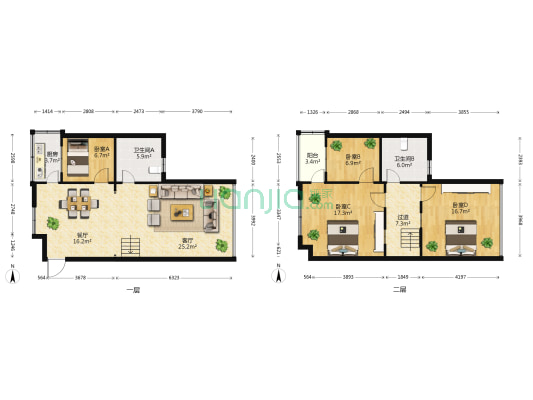 东寺公寓 4室2厅2卫 156平方
