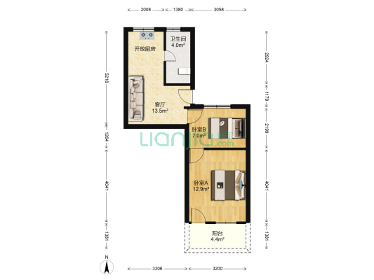 榕新楼 2室1厅1卫 57平方