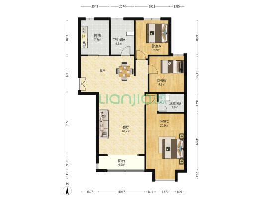 金林双玺 3室1厅2卫 146平方