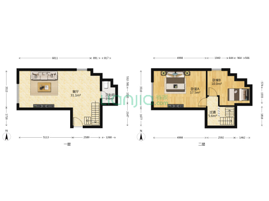 河和居 2室1厅1卫 57平方