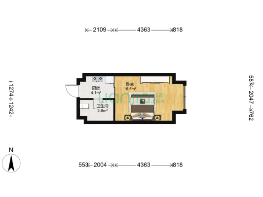 象屿珑公馆 1室0厅1卫 34平方