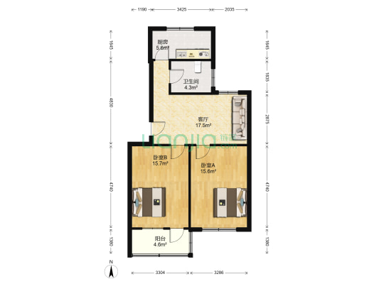 翠坊南街小区 2室1厅1卫 75平方