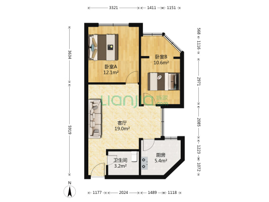 新山村小区西区 2室1厅1卫 66平方