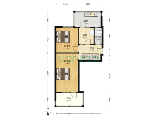 师范街89号 2室1厅1卫 60平方