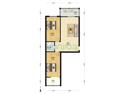 纺织协会家属院 2室1厅1卫 81平方