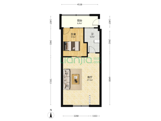 天佑一路 1室1厅1卫 56平方